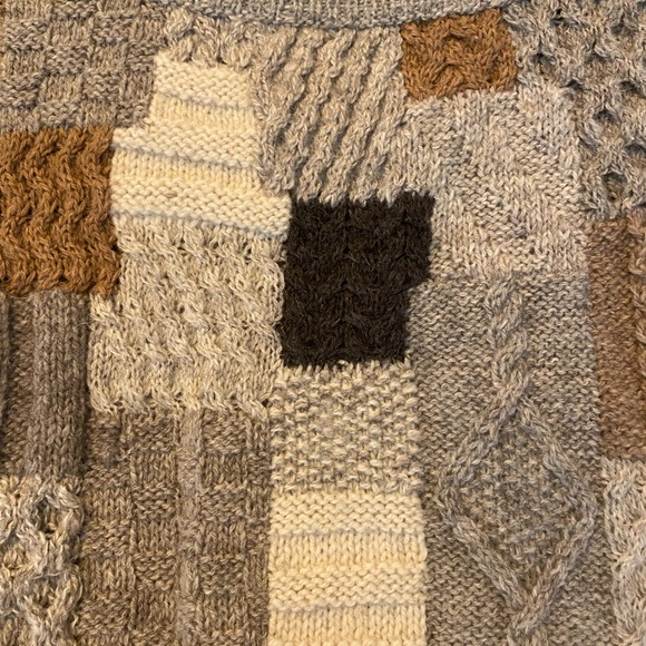 Women’s Patchwork Knit Sweater in Neutral Tones no tags fits size M/L - Picture 2 of 6